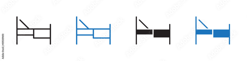 Bed icon linear graphics set vector in black Bed icon linear graphics set vector in black