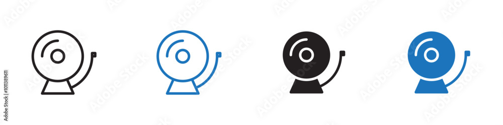 Bell ring icon linear graphics set vector in black Bell ring icon linear graphics set vector in black