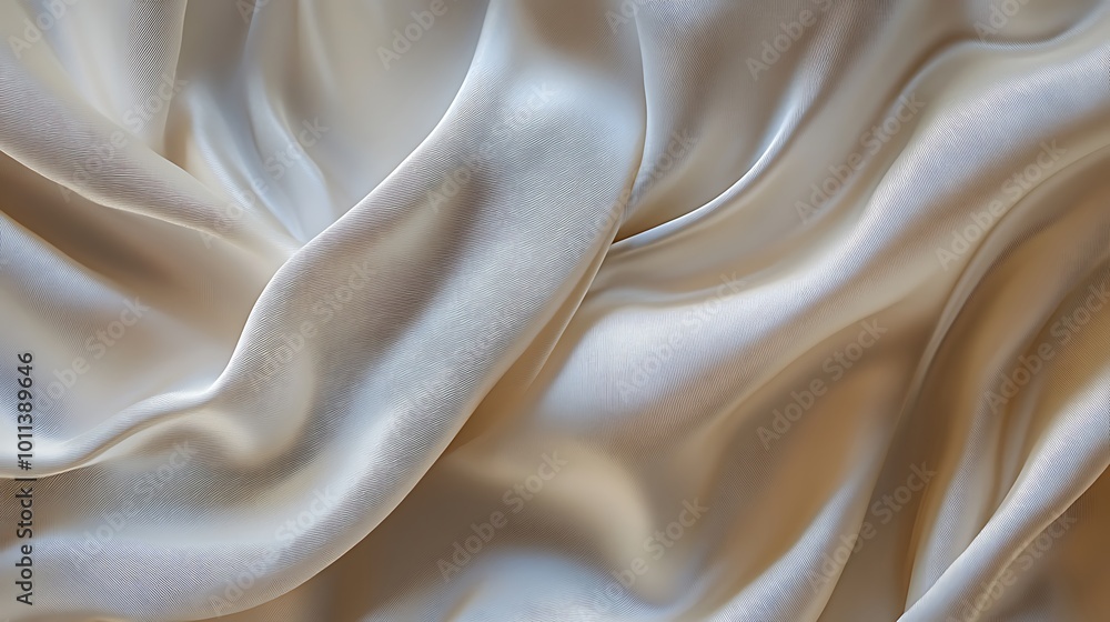 Fototapeta premium A smooth, flowing silk fabric background with a large, clear area for text 