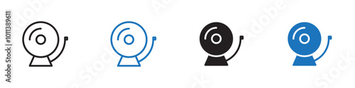 Bell ring icon linear graphics set vector in black