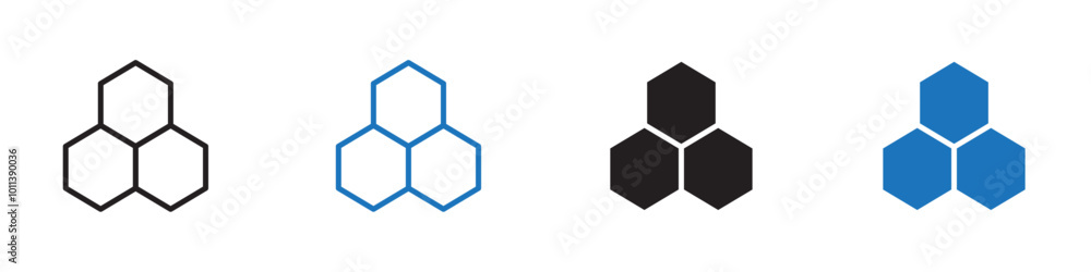 Cells icon linear graphics set vector in black Cells icon linear graphics set vector in black