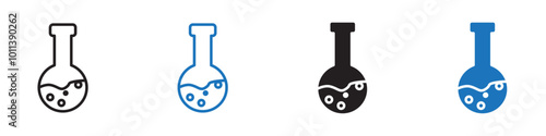 Chemistry icon linear graphics set vector in black