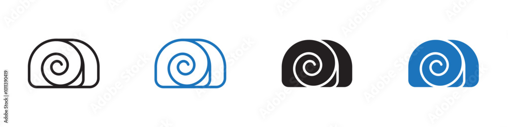 Cinnamon roll icon linear graphics set vector in black Cinnamon roll icon linear graphics set vector in black