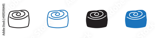 Cinnamon Roll icon linear graphics set vector in black