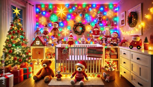 Cheerful Baby Room Decorated with Colorful Lights