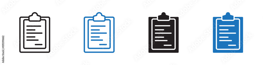 Clipboard icon linear graphics set vector in black Clipboard icon linear graphics set vector in black