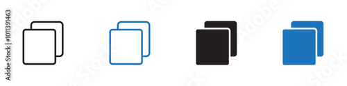 Copy icon linear graphics set vector in black