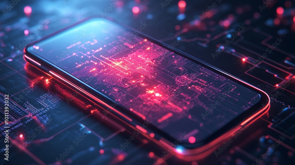 Smartphone Circuitry Glow. Smartphone Circuitry Glow.
