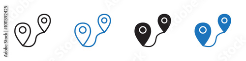 Distance icon linear graphics set vector in black