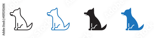 Dog icon linear graphics set vector in black