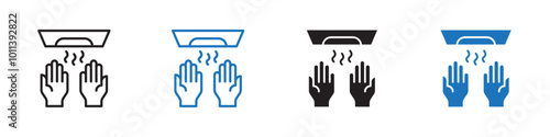 Drying hands icon linear graphics set vector in black