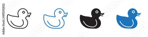 Duck icon linear graphics set vector in black