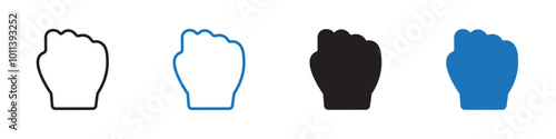 Fist icon linear graphics set vector in black