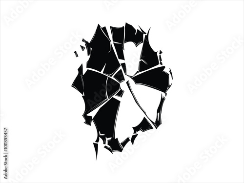 Broken Mirror Silhouettes - Halloween Abstract Shattered Glass Designs.