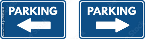Parking right and left icon set . Blue parking sign direction rectangular . Vector illustration