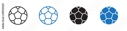 Football icon linear graphics set vector in black