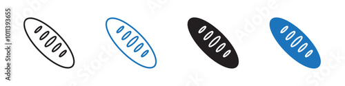 French baguette icon linear graphics set vector in black