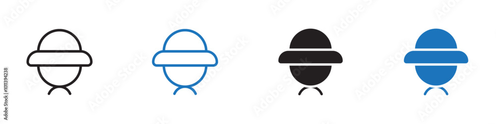 Hat icon linear graphics set vector in black Hat icon linear graphics set vector in black