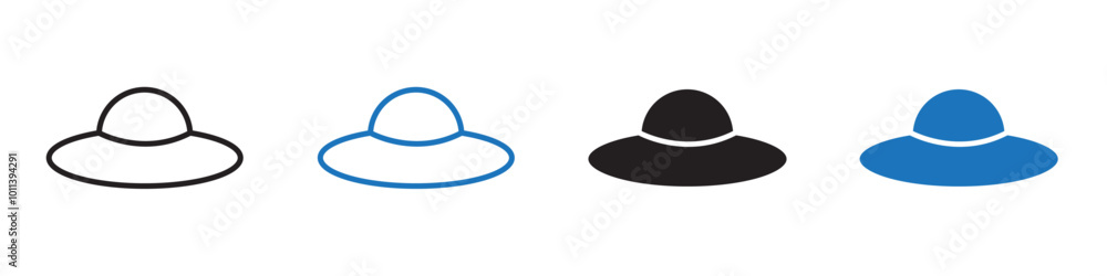 Hat icon linear graphics set vector in black Hat icon linear graphics set vector in black