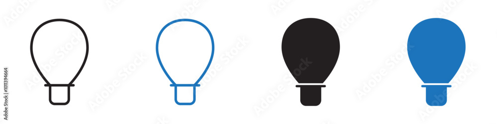 Hot air balloon icon linear graphics set vector in black Hot air balloon icon linear graphics set vector in black