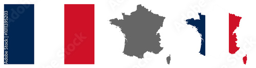 France map and flag vector illustration
