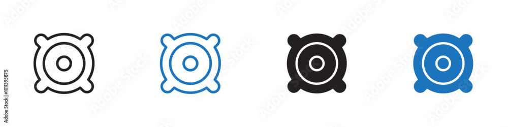 Loud speaker icon linear graphics set vector in black Loud speaker icon linear graphics set vector in black