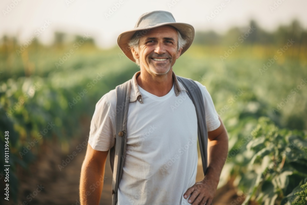 Portrait of a smiling middle aged Caucasian man on farm Portrait of a smiling middle aged Caucasian man on farm