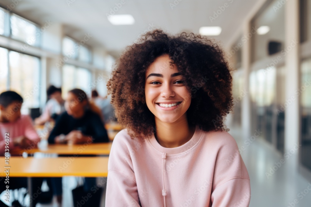 Smiling portrait of a young female college student Smiling portrait of a young female college student