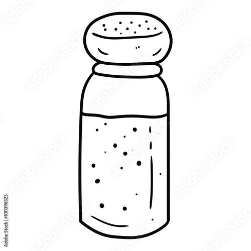 Hand drawn doodle spice jar on white background.