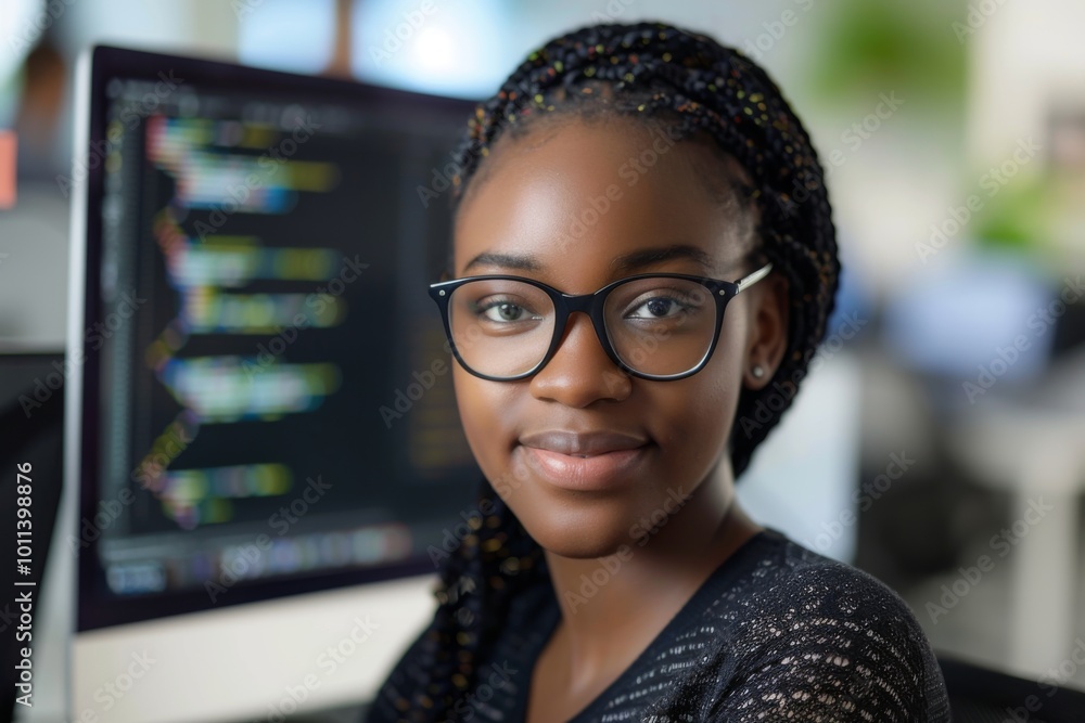 Portrait of a african american young female Software Developer Portrait of a african american young female Software Developer