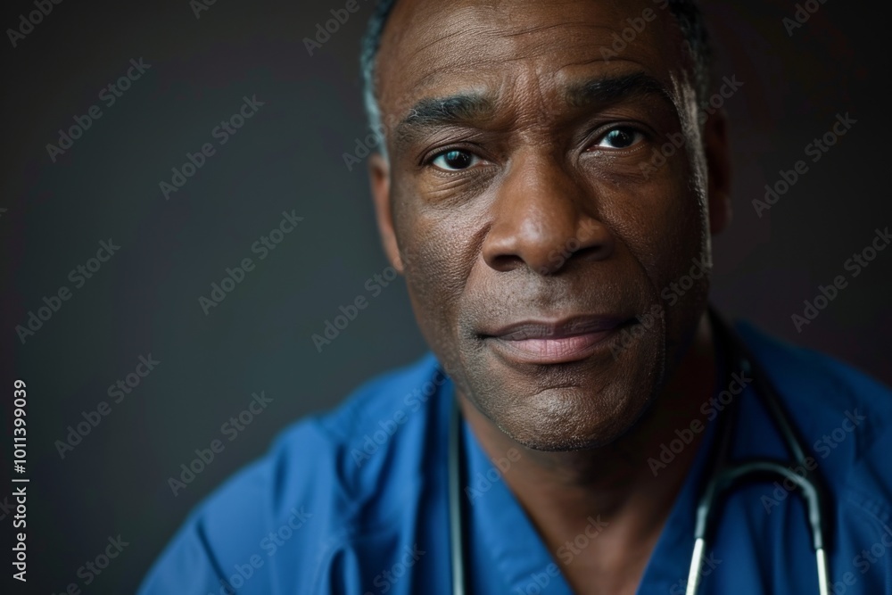 Portrait of a middle aged african american male registered nurse Portrait of a middle aged african american male registered nurse