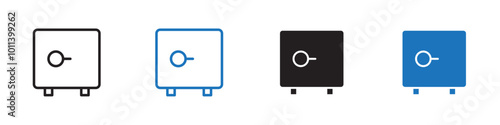Safebox icon linear graphics set vector in black
