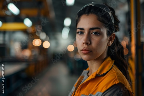 Portrait of a young adult Hispanic female Assembly Line Worker