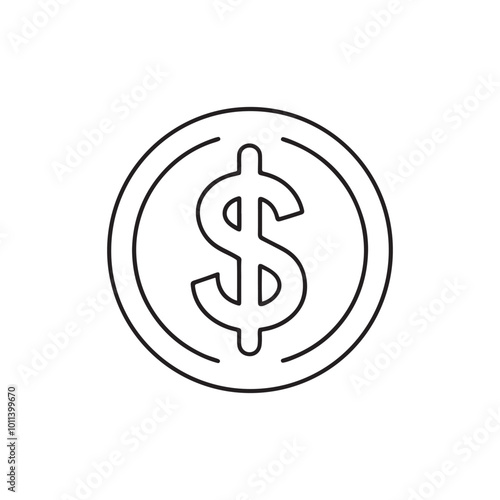 Circle, currency, money clipart icon, Investment Icon, Money logo symbol. Dollar vector icon isolated on transparent background, Dollar logo design.