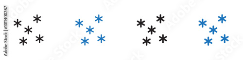 Snowflakes icon linear graphics set vector in black
