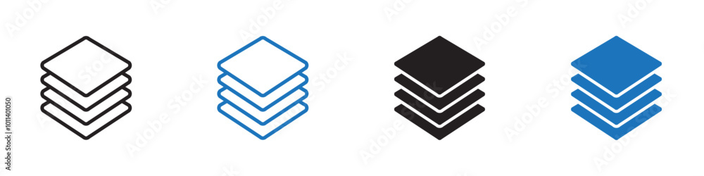 Stack icon linear graphics set vector in black Stack icon linear graphics set vector in black