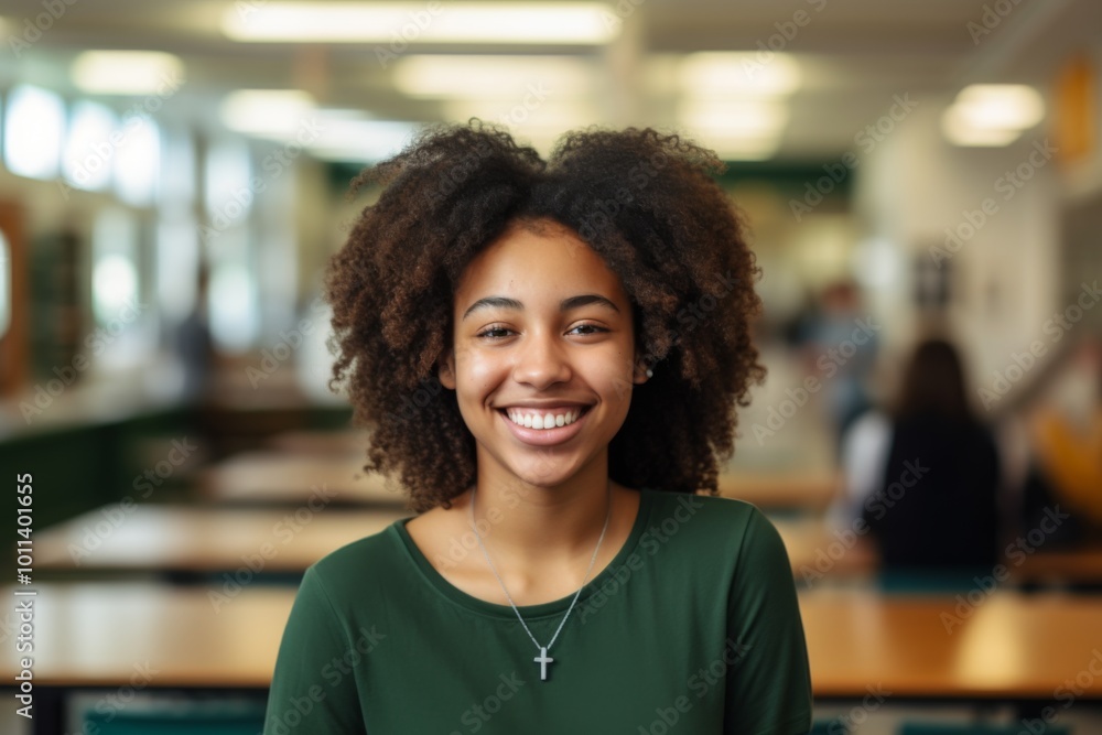 Smiling portrait of a young female college student Smiling portrait of a young female college student
