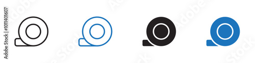 Tape icon linear graphics set vector in black