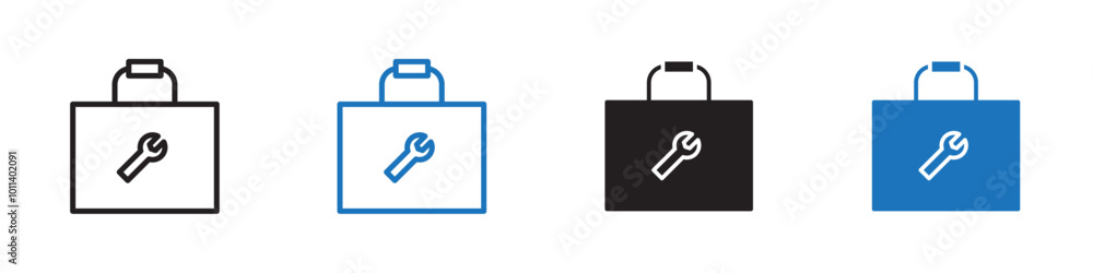 Tool box icon linear graphics set vector in black Tool box icon linear graphics set vector in black