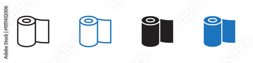 Tissue paper icon linear graphics set vector in black