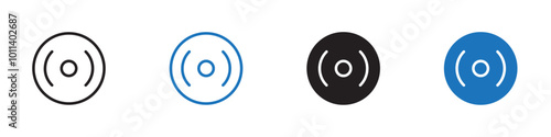 Vinyl record icon linear graphics set vector in black