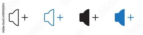 Volume up icon linear graphics set vector in black