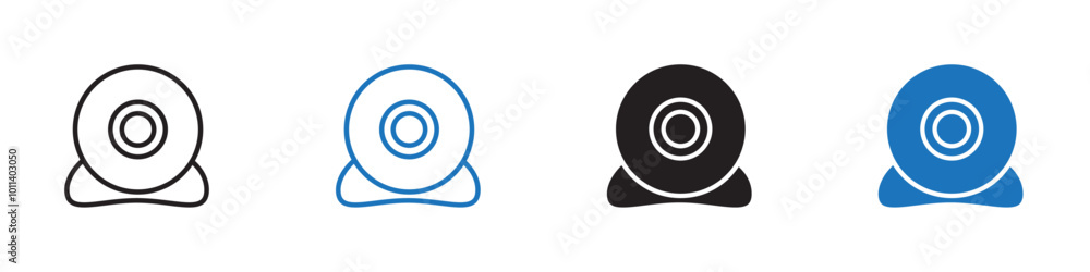 Webcame icon linear graphics set vector in black Webcame icon linear graphics set vector in black