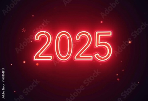 numbers 2025 burning with neon light. New Year concept. Ai generated