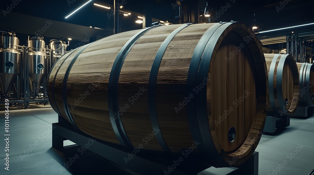 Traditional Craft Meets Industrial Progress: Wooden Barrel in Winery Complex Traditional Craft Meets Industrial Progress: Wooden Barrel in Winery Complex
