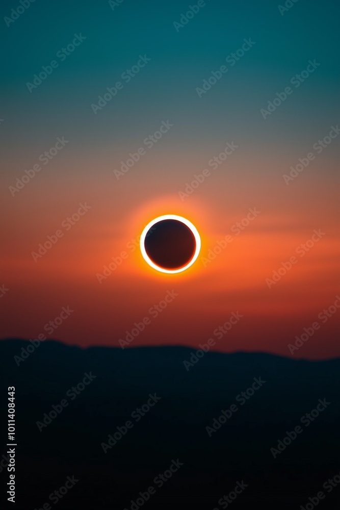 Obraz premium Total solar eclipse. Total lunar eclipse. The movement of celestial bodies within the solar system.