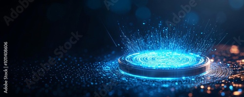 Wallpaper Mural Abstract blue light circle with sparkling particles, black background. Torontodigital.ca