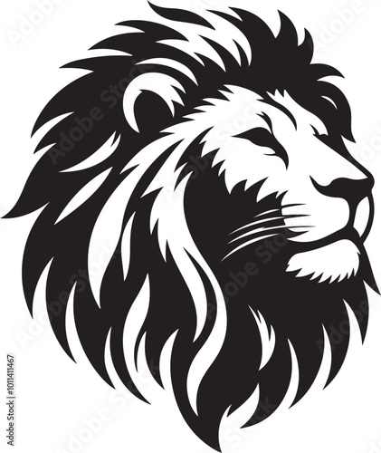 Lion face silhouette vector art illustration