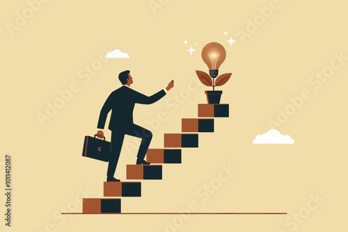 Entrepreneurs climb the ladder to achieve new ideas and defend ideas