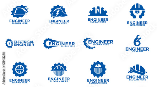 Set of Electrical Engineering Logo, Engineering Construction logo vector, Engineer logo icon collections